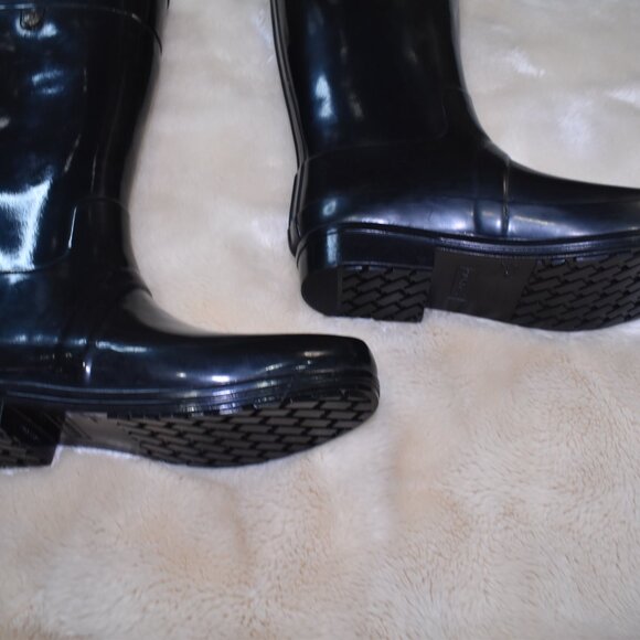 Hunter Sandhurst Carlyle Black Gloss Rain Boots Women's Size 9 Tall Waterproof - Picture 7 of 12